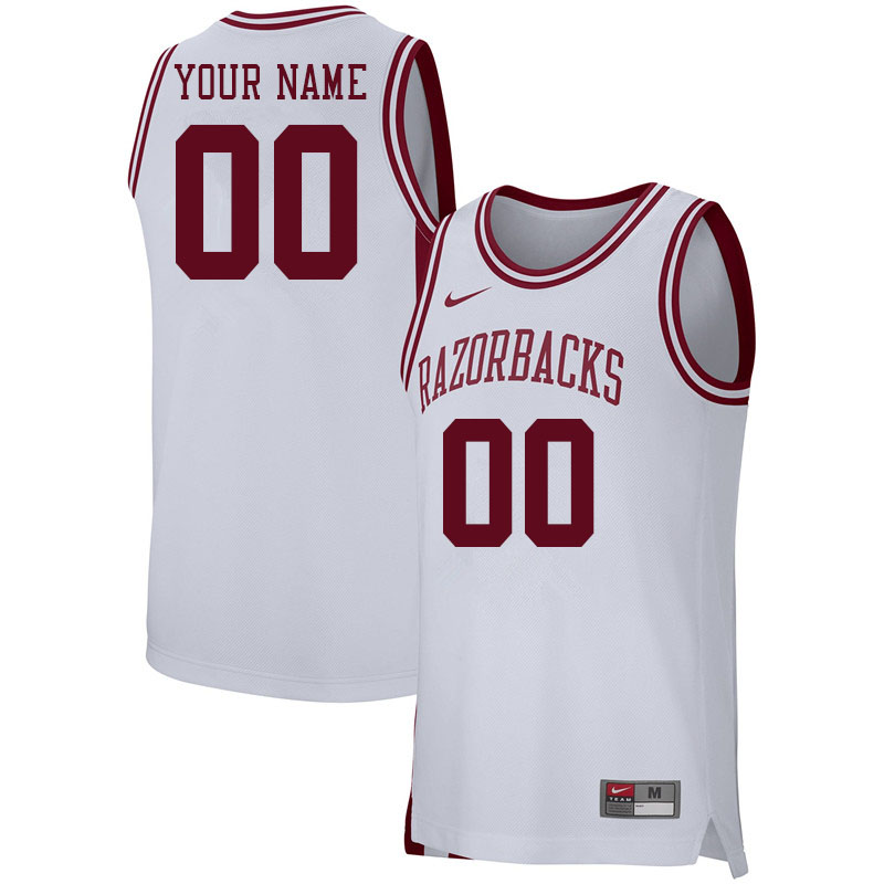 Custom Arkansas Razorbacks Name And Number College Basketball Jerseys Stitched-White